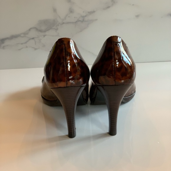 Cole Haan Patent Leather Tortoise Pumps with open toe - Picture 2 of 6
